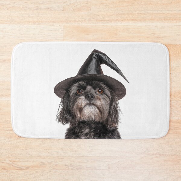 Item preview, Lhasa Apso Dog Wearing Halloween Witch Hat designed and sold by LazyOwlStore.