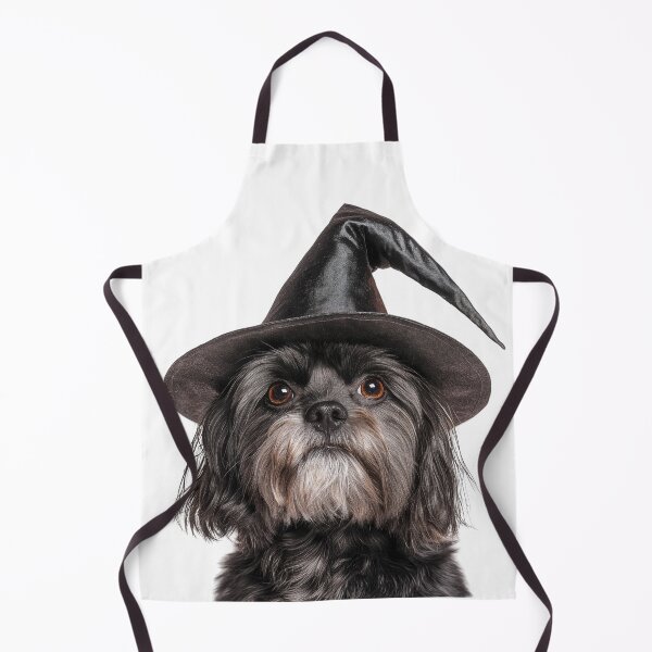 Item preview, Lhasa Apso Dog Wearing Halloween Witch Hat designed and sold by LazyOwlStore.
