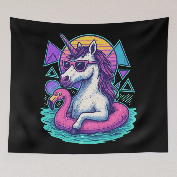 Item preview, Chillin Summer Flamingo Cool Unicorn Retro designed and sold by TomFrontierArt.