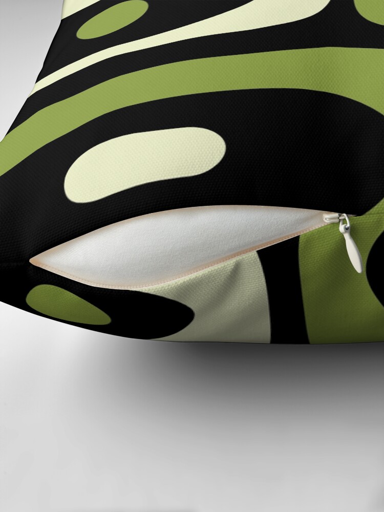 Thumbnail 2 of 4, Pillow, Mid Century Modern Piquet Minimalist Abstract Pattern in Olive Avocado Green and Black designed and sold by kierkegaard.