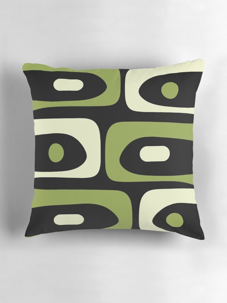 Thumbnail 3 of 4, Pillow, Mid Century Modern Piquet Minimalist Abstract Pattern in Olive Avocado Green and Black designed and sold by kierkegaard.