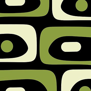 Artwork thumbnail, Mid Century Modern Piquet Minimalist Abstract Pattern in Olive Avocado Green and Black by kierkegaard