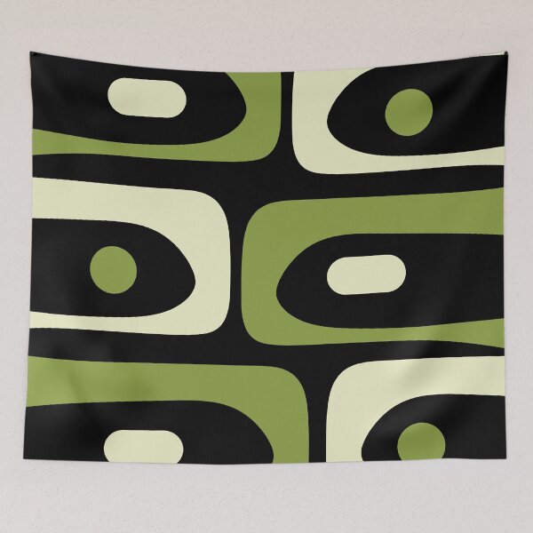 Item preview, Mid Century Modern Piquet Minimalist Abstract Pattern in Olive Avocado Green and Black designed and sold by kierkegaard.