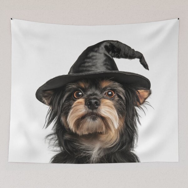 Item preview, Lowchen Dog Wearing Halloween Witch Hat designed and sold by LazyOwlStore.