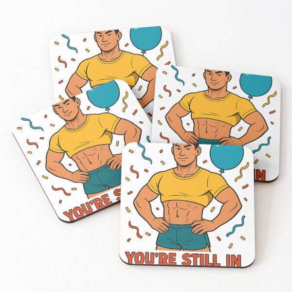 Item preview, Still in Great Shape for Your Age – Gay Cartoon Birthday Abs designed and sold by Aryabek.