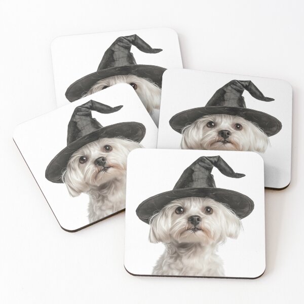 Item preview, Maltese dog Wearing Halloween Witch Hat designed and sold by LazyOwlStore.