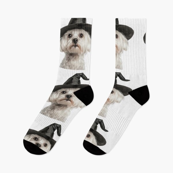 Item preview, Maltese dog Wearing Halloween Witch Hat designed and sold by LazyOwlStore.