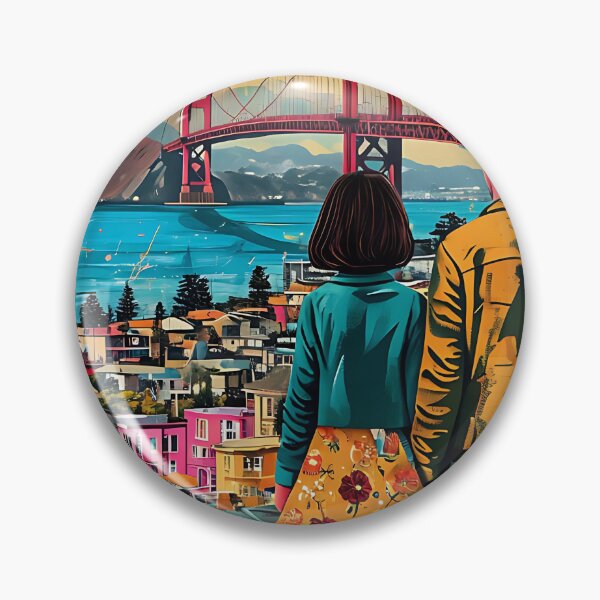 Item preview, Couple Admiring Golden Gate Bridge Poster designed and sold by FestivityFinds.