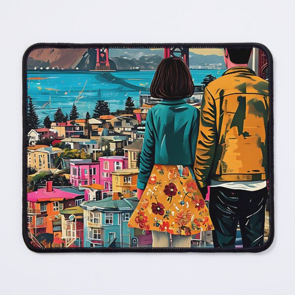 Item preview, Couple Admiring Golden Gate Bridge Poster designed and sold by FestivityFinds.