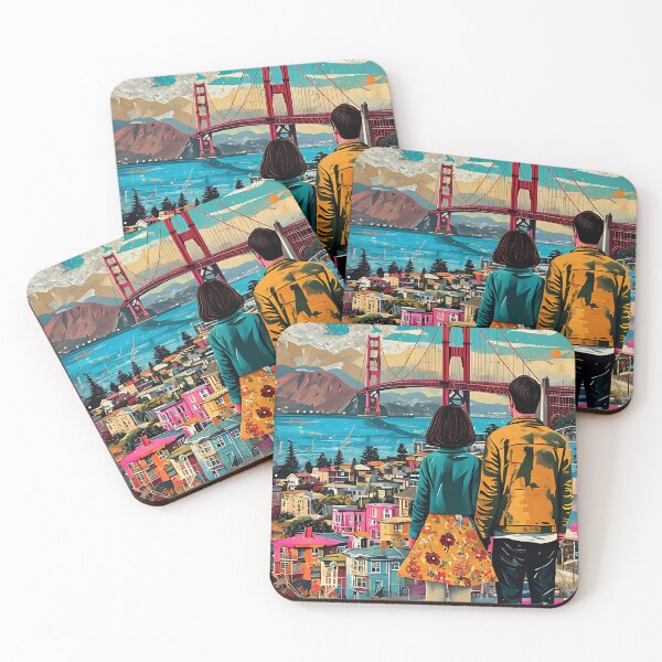 Item preview, Couple Admiring Golden Gate Bridge Poster designed and sold by FestivityFinds.