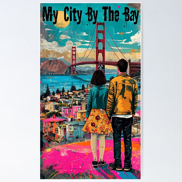 Item preview, Couple Admiring Golden Gate Bridge Poster designed and sold by FestivityFinds.