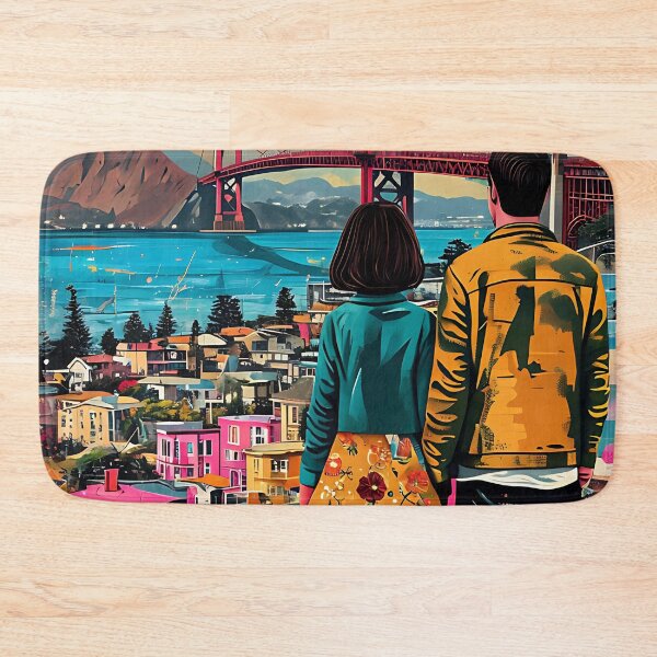 Item preview, Couple Admiring Golden Gate Bridge Poster designed and sold by FestivityFinds.