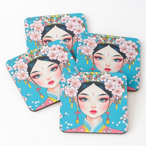 Item preview, Elegant woman with cherry blossoms and traditional attire designed and sold by Artessie.