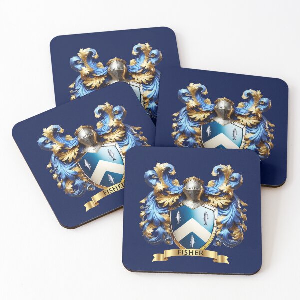 Item preview, Fisher Family Crest – Elegant Blue & Silver Coat of Arms, Ancestry & Heraldic Artwork designed and sold by Highlandkings.