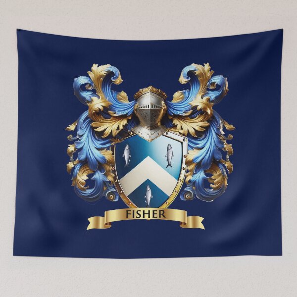 Item preview, Fisher Family Crest – Elegant Blue & Silver Coat of Arms, Ancestry & Heraldic Artwork designed and sold by Highlandkings.