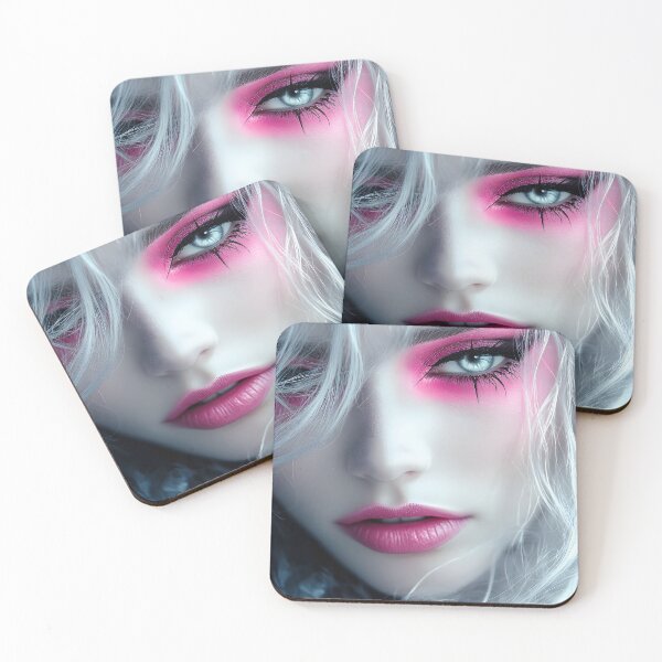 Item preview, Striking close-up of woman with vibrant pink makeup. designed and sold by Artessie.