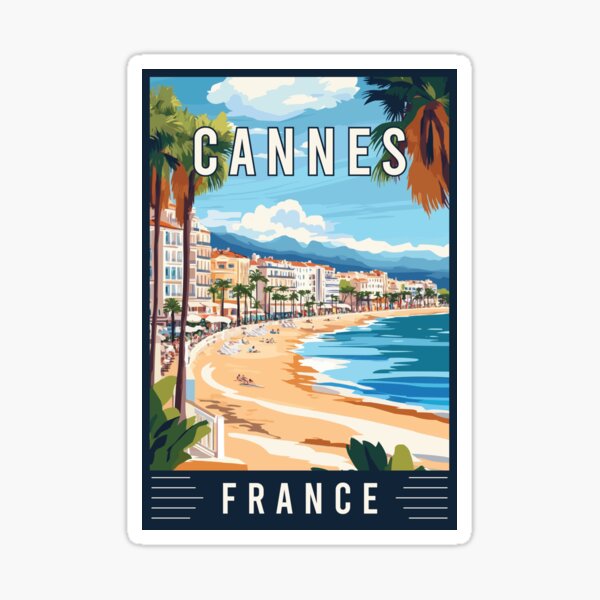 Experience French Riviera and Cannes in France - Travel Art Sticker