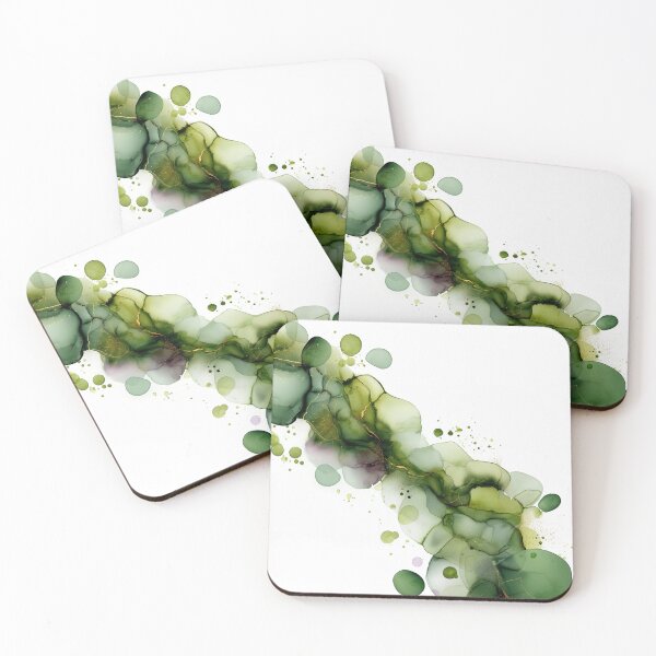 Item preview, Luxurious green alcohol ink  with gold accents and emerald designed and sold by VanGalt.