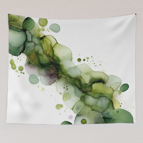Item preview, Luxurious green alcohol ink  with gold accents and emerald designed and sold by VanGalt.