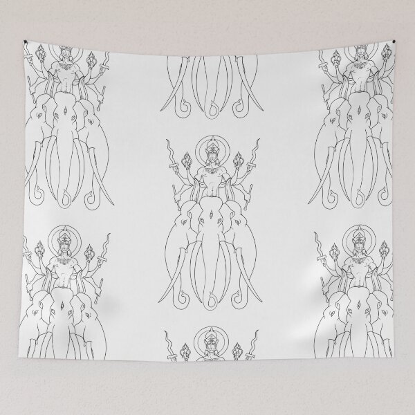 Item preview, Indra with Elephants – Tattoo Pattern Style | SRBartist designed and sold by SRBartist.