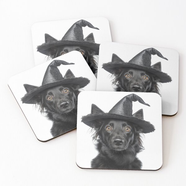 Artikelvorschau, Mudi-Hund trägt Halloween-Hexenhut entworfen und verkauft von LazyOwlStore.