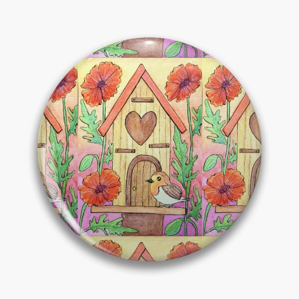 Item preview, Birdhouse & poppies  designed and sold by Paintedhues.