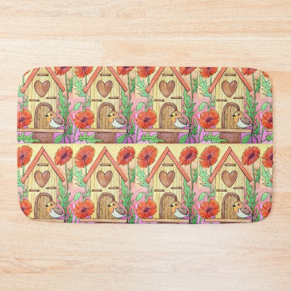 Item preview, Birdhouse & poppies  designed and sold by Paintedhues.
