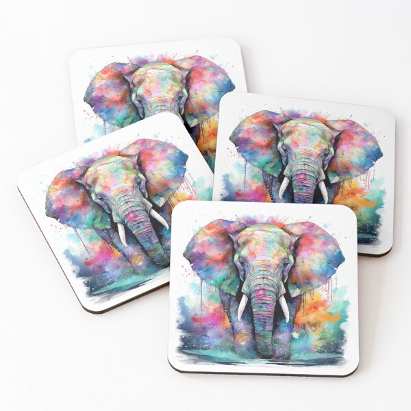 Item preview, elephant, watercolor abstraction, Holi festival designed and sold by BaluxArt.