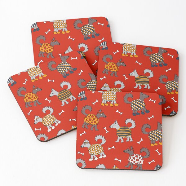 Item preview, Red Frolicking dogs out for a winter walk designed and sold by FrancesPoff.