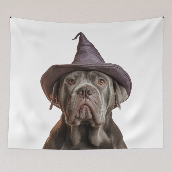 Item preview, Neapolitan Mastiff dog Wearing Halloween Witch Hat designed and sold by LazyOwlStore.