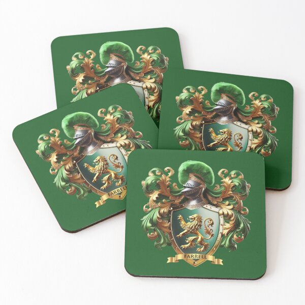 Item preview, Farrell Family Crest – Regal Irish Coat of Arms, Heraldic Gold & Green Design designed and sold by Highlandkings.