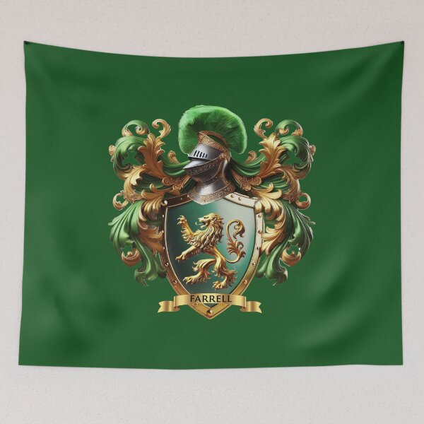 Item preview, Farrell Family Crest – Regal Irish Coat of Arms, Heraldic Gold & Green Design designed and sold by Highlandkings.