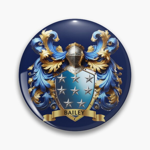 Item preview, Bailey Family Crest – Historic Coat of Arms, Heraldic Blue & Gold Design designed and sold by Highlandkings.