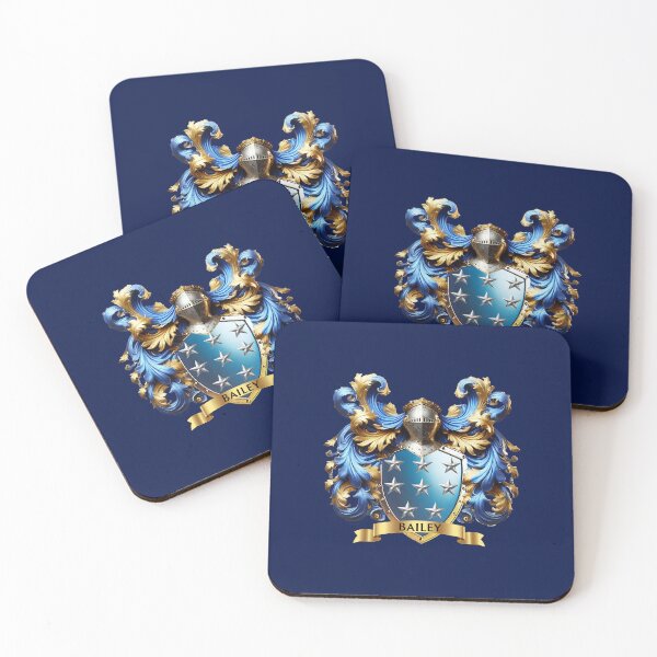 Item preview, Bailey Family Crest – Historic Coat of Arms, Heraldic Blue & Gold Design designed and sold by Highlandkings.