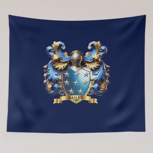 Item preview, Bailey Family Crest – Historic Coat of Arms, Heraldic Blue & Gold Design designed and sold by Highlandkings.