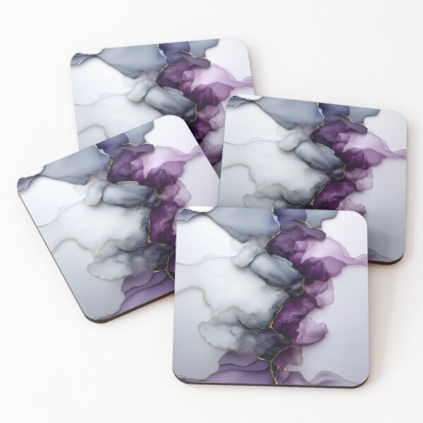 Item preview, Purple alcohol ink artwork with gold and grey accents. designed and sold by VanGalt.