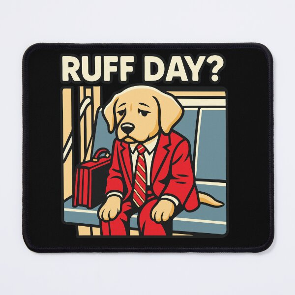 Item preview, Sad Dog in Suit on Commute – Ruff Day designed and sold by Sketchaa.