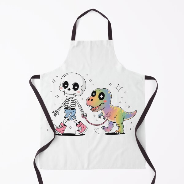Item preview, Small skeleton person strolling a pastel-colored baby T-Rex on a pink leash. designed and sold by vambrosio15.