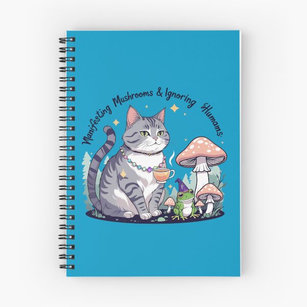 Item preview, Manifesting Mushrooms & Ignoring Humans – Cute Goblincore Cat Illustration designed and sold by PMestore.