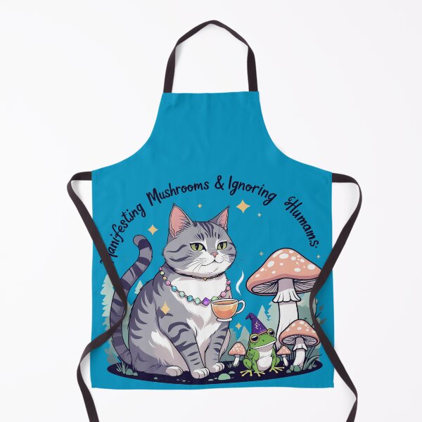 Item preview, Manifesting Mushrooms & Ignoring Humans – Cute Goblincore Cat Illustration designed and sold by PMestore.