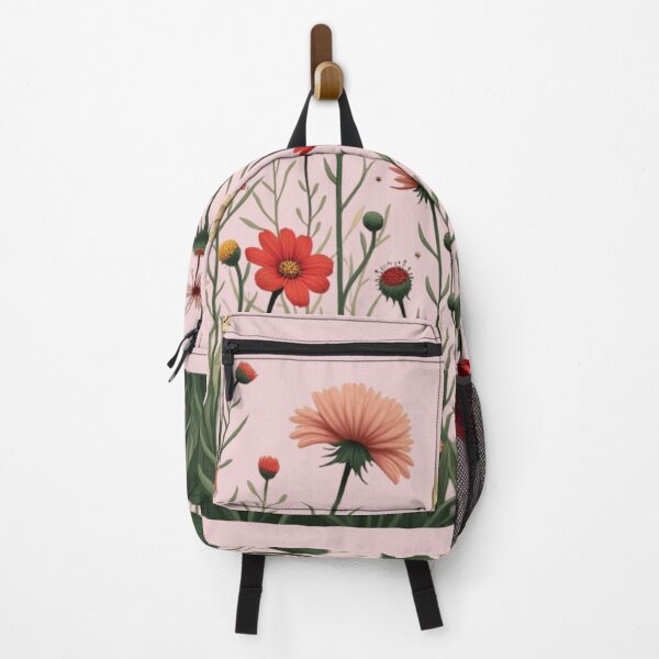 Item preview, Wildflowers and Red Rose on Right #2 - Light Pink Background #5008LPK designed and sold by Wildflower Rose.