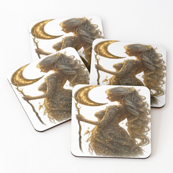 Item preview, Ethereal Moonlight Goddess – Celestial Spirit in Gold designed and sold by SoulPrints by Beata.