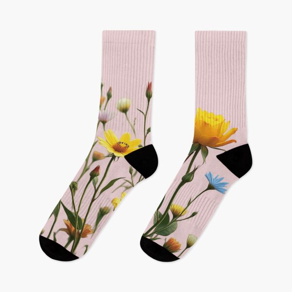Item preview, Wildflowers and a Yellow Rose to the Right - Light Pink Background #5009LPK designed and sold by Wildflower Rose.