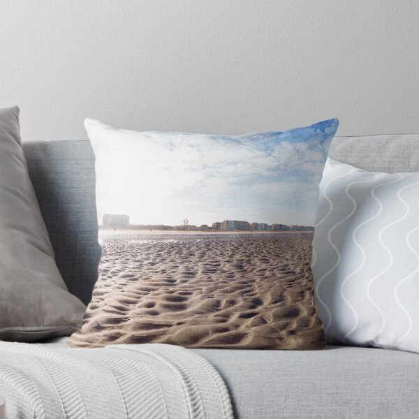 Item preview, Vast Sandy Beach With City Skyline Under Clear Blue Sky with textured effect designed and sold by FotoMahieu.