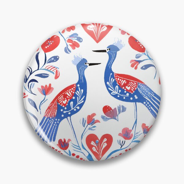 Item preview, Folk Art Lovebirds in Floral Circle designed and sold by Gioia-JJ.