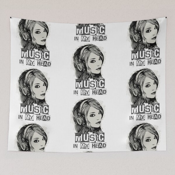 Item preview, ❤ Grunge Girl with Headphones Music Art – Rock, Punk, Hip Hop Vibes for Music Lovers designed and sold by StickerAndLove.