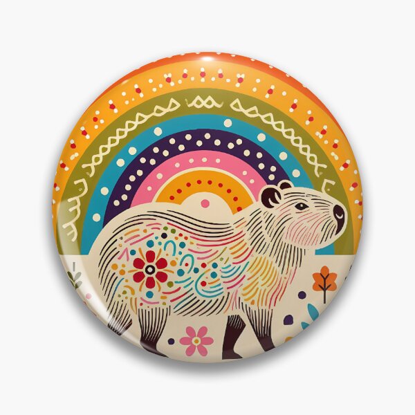 Item preview, Capybara's Colorful Rainbow - Scandinavian Folk Art Joy by heidiannemorris designed and sold by FOLK ART FUSION by heidiannemorris.