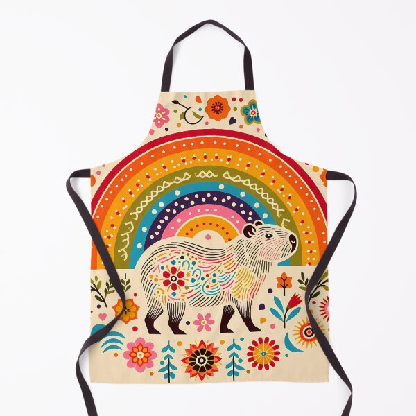 Item preview, Capybara's Colorful Rainbow - Scandinavian Folk Art Joy by heidiannemorris designed and sold by FOLK ART FUSION by heidiannemorris.