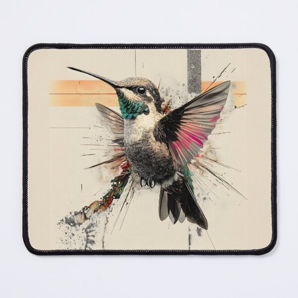 Item preview, Dynamic Hummingbird Art - Mixed Media Bird Illustration with Splash Effect designed and sold by Kollibri.