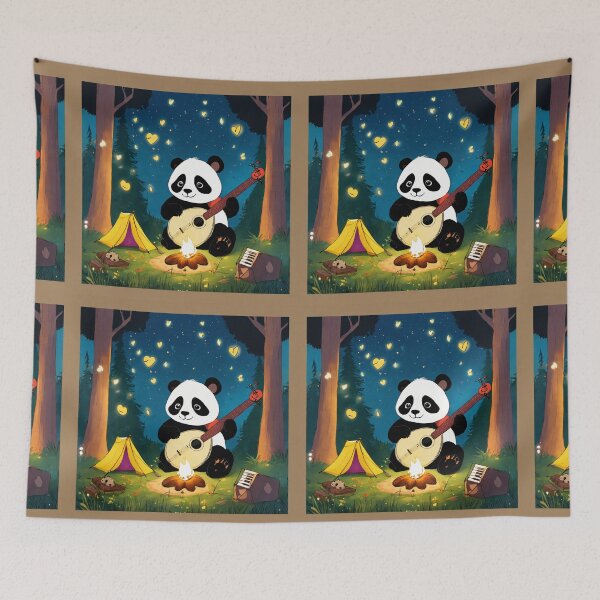 Item preview,  A small panda sitting on top of the planet earth on a sunny day, playing a guitar. designed and sold by Shahid1234.